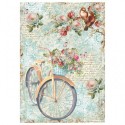 Stamperia A4 Rice Paper -  BIKE AND BRANCH WITH FLOWES