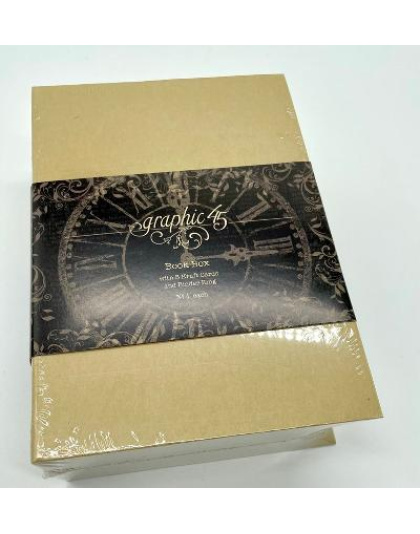 Graphic 45 Book Box with Three Cards and Binder Ring - Kraft