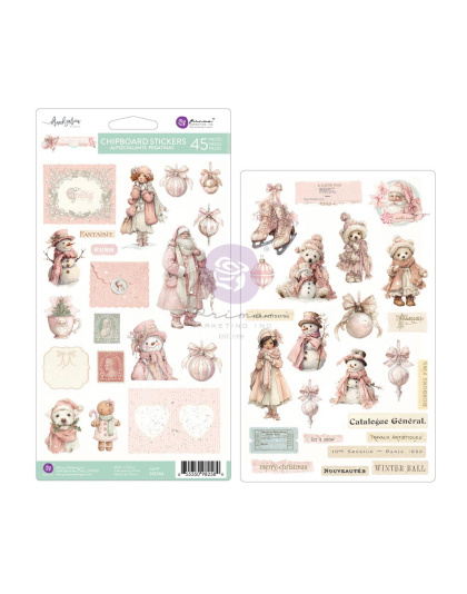 Christmas Blush Collection Chipboard Stickers – 46 pcs w/ foil details